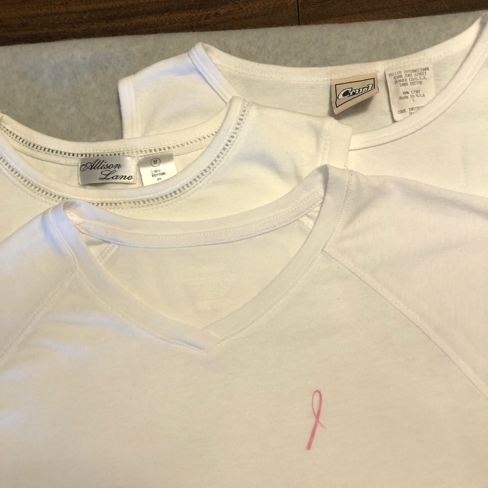 3 white women’s shirts Medium 18 inch chest